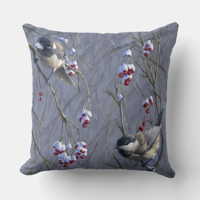 Chickadees & Redpoll Reversible Accent Pillow Kussen (Voorkant)