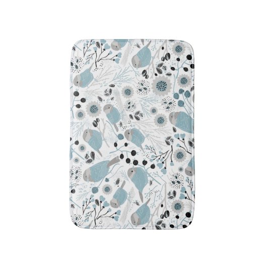Chickadees Sweet and Cute Blue, Black en Grey Badmat (Voorkant Verticaal)
