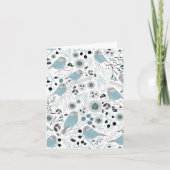 Chickadees Sweet Blue Black Grey Hartelijk dank Feestdagen Kaart (Voorkant)