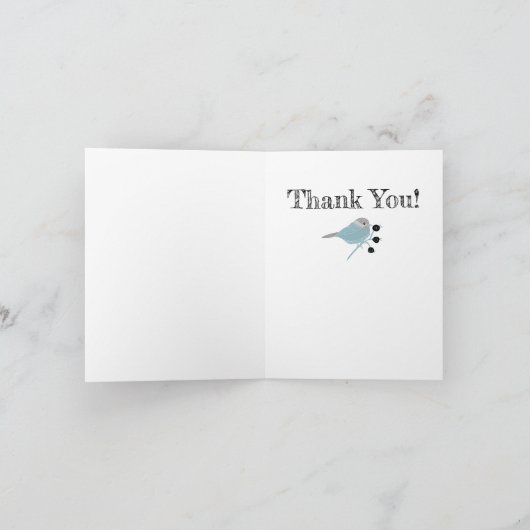 Chickadees Sweet Blue Black Grey Hartelijk dank Feestdagen Kaart (Binnen)