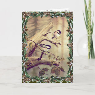 CHICKADEES & WREATH by SHARON SHARPE Feestdagen Kaart