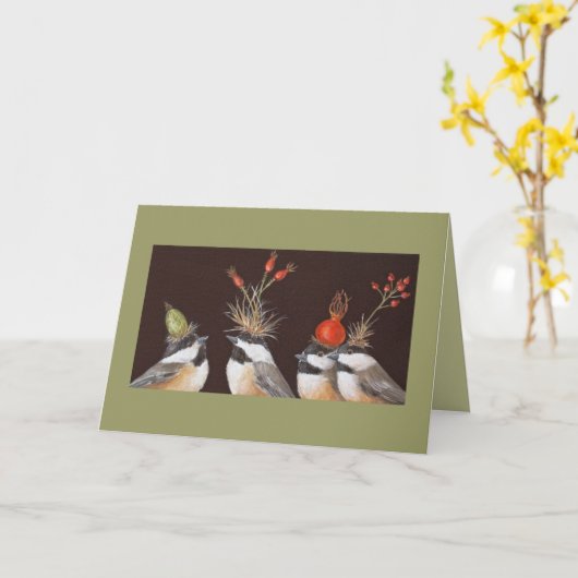 Chickadekaart Kaart (Gele Bloem)