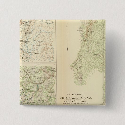Chickamauga, Ga Vierkante Button 5,1 Cm (Voorkant)
