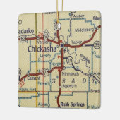 Chickasha OK  kaart Keramisch Ornament (Links)