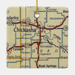 Chickasha OK  kaart Keramisch Ornament