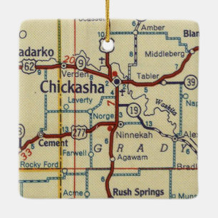 Chickasha OK  kaart Keramisch Ornament