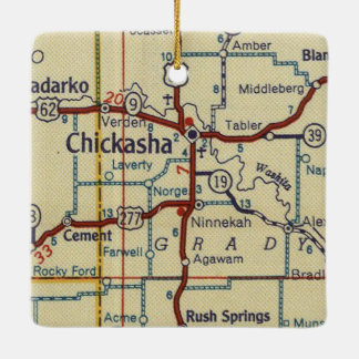 Chickasha OK  kaart Keramisch Ornament