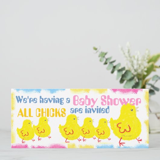 Chicken 1 Baby shower Invitation Kaart (Staand voorkant)
