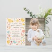 Chicken 1st Birthday Party Fotouitnodiging Kaart (Staand voorkant)