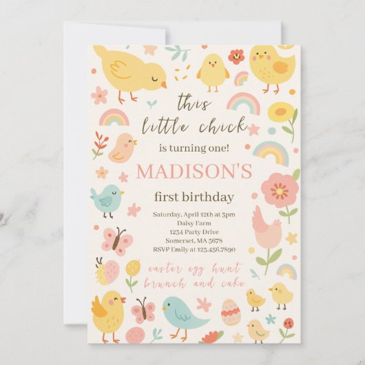 Chicken 1st Birthday Party uitnodiging (Voorkant)
