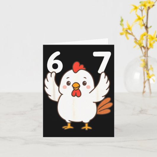 Chicken 67 Meme Six Seven Funny Gen Alpha  Kaart (Gele Bloem)