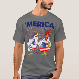 Chicken â€ ˜ merica American Flag (2) T-shirt
