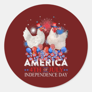 Chicken America 4th of Juli Onafhankelijkheidsdag Ronde Sticker