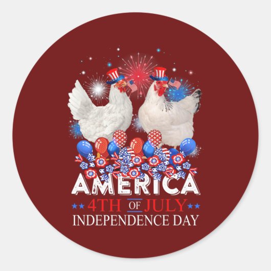 Chicken America 4th of Juli Onafhankelijkheidsdag  Ronde Sticker (Voorkant)