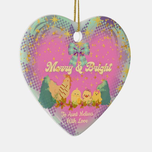 Chicken and Hen Christmas ceramic heart ornament (Rechts)