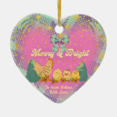 Chicken and Hen Christmas ceramic heart ornament (Voorkant)