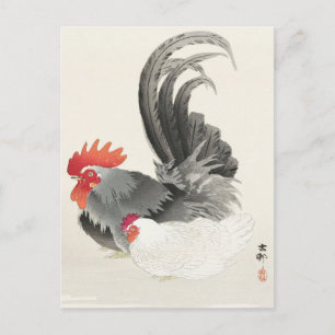 Chicken and Hen Painting van Ohara Koson Briefkaart