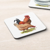 Chicken And Rooster Art, Poultry, Farm Animals Bier Onderzetter (Linkerzijde)