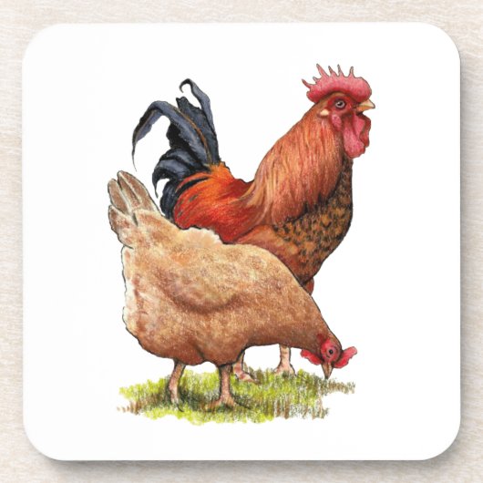 Chicken And Rooster Art, Poultry, Farm Animals Bier Onderzetter (Voorkant)