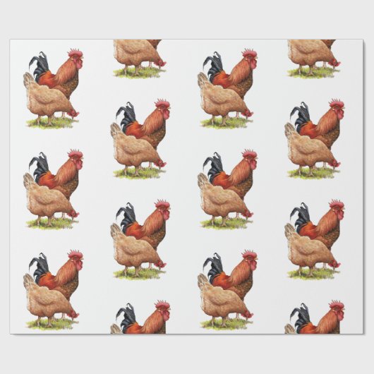Chicken And Rooster Art, Poultry, Farm Animals Cadeaupapier (Vlak)