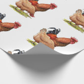 Chicken And Rooster Art, Poultry, Farm Animals Cadeaupapier (Hoek)