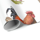 Chicken And Rooster Art, Poultry, Farm Animals Cadeaupapier (Rol Hoek)