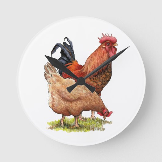 Chicken And Rooster Art, Poultry, Farm Animals Ronde Klok (Voorkant)