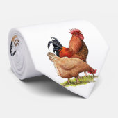 Chicken And Rooster Art, Poultry, Farm Animals Stropdas (Opgerold)