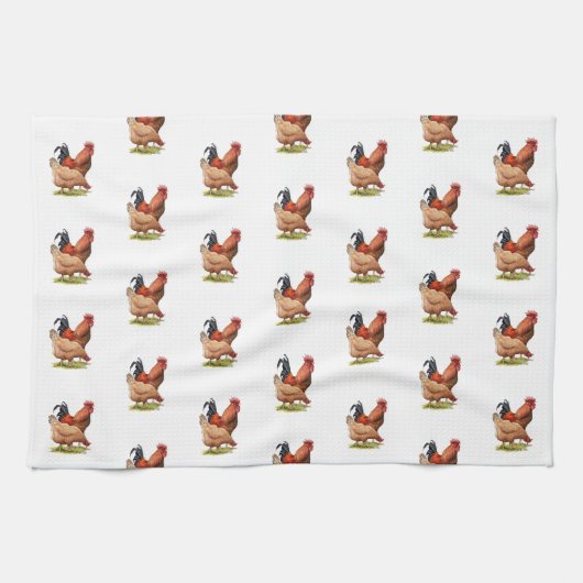 Chicken And Rooster Art, Poultry, Farm Animals Theedoek (Horizontaal)