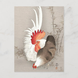 Chicken and Rooster beroemd gemaakt door Ohara Kos Briefkaart