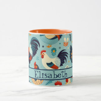 Chicken and Rooster Design Personaliseren Mok