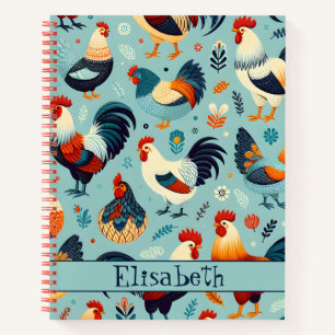 Chicken and Rooster Design Personaliseren Notitieboek