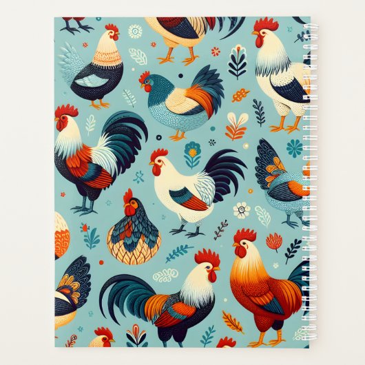 Chicken and Rooster Design Personaliseren Planner (Achterkant)