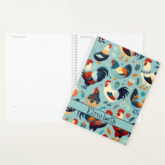 Chicken and Rooster Design Personaliseren Planner (Display)