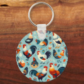 Chicken and Rooster Design Personaliseren Sleutelhanger (Achterkant)