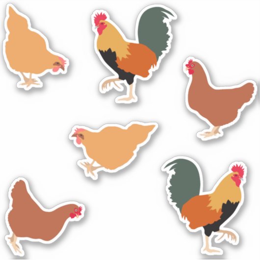 Chicken and Rooster Sticker (Voorkant)