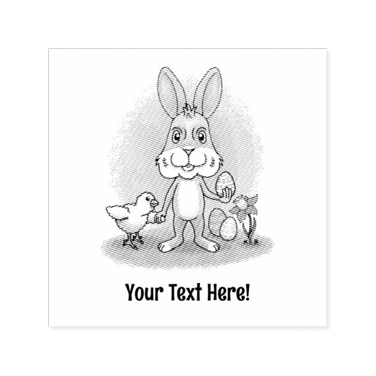 Chicken and the Easter Bunny Zelfinktende Stempel (Design)