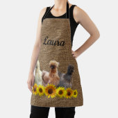 Chicken Apron Jouw naam Silkies Sunflower Burlap Schort (Insitu)