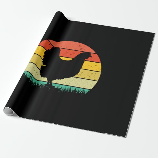Chicken Art Chicken Retro Vintaage Cadeaupapier (Uitgerold)
