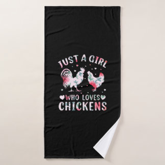 Chicken Art Girl die van kippen houdt Badhanddoek