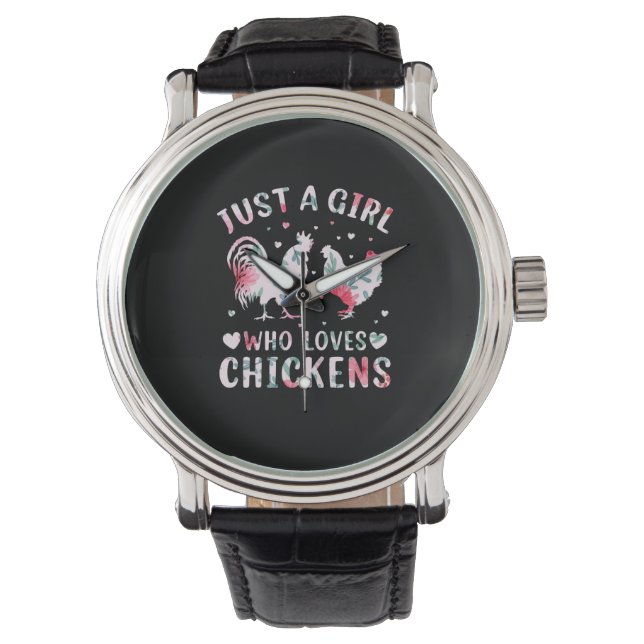 Chicken Art Girl die van kippen houdt Horloge (Voorkant)