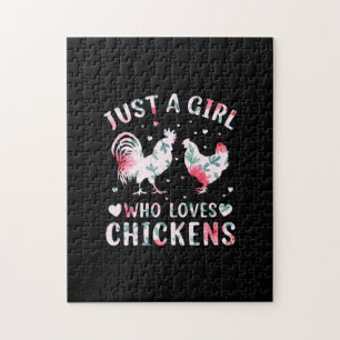 Chicken Art Girl die van kippen houdt Legpuzzel