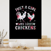 Chicken Art Girl die van kippen houdt Poster (Keuken)