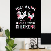 Chicken Art Girl die van kippen houdt Poster (Thuiskantoor)