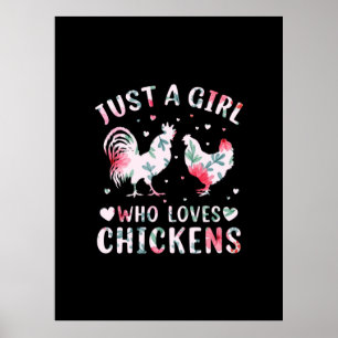 Chicken Art Girl die van kippen houdt Poster