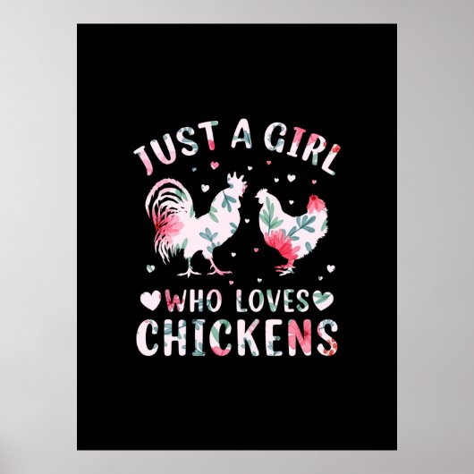Chicken Art Girl die van kippen houdt Poster (Voorkant)