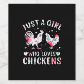 Chicken Art Girl die van kippen houdt Wijn Etiket (Enkel label)