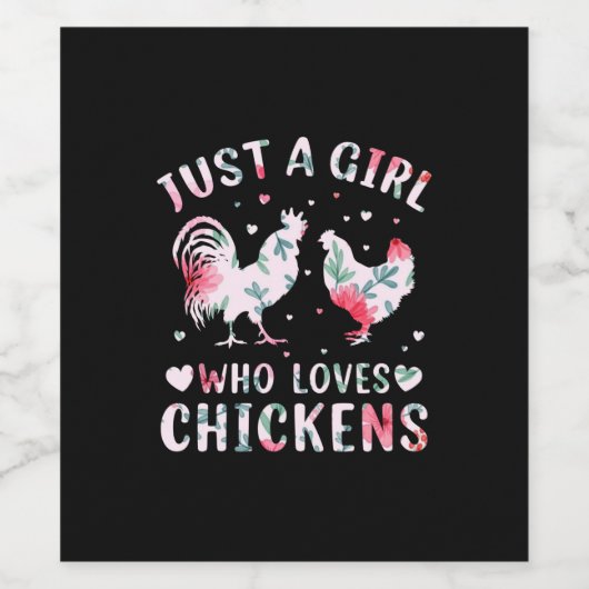 Chicken Art Girl die van kippen houdt Wijn Etiket (Enkel label)