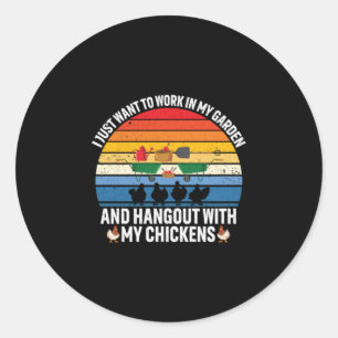 Chicken Art Hangout met mijn kippen Ronde Sticker