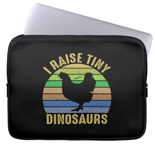 Chicken Art I Raise Tiny Dinosaurs Laptop Sleeve (Voorkant)